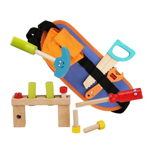 Supvox Reparaturwerkzeug aus Holz Lernspielzeug mit Bauchtasche für Kreative Rollenspiele und Motorische Fähigkeiten von Supvox