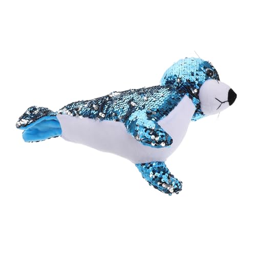 Supvox Reversible Pailletten Kuscheltier Plüschtier mit Großen Augen Weiches Meerestier Stofftier für Funkelndes Wendbares Plüschtier Blau für Jungen und Mädchen von Supvox