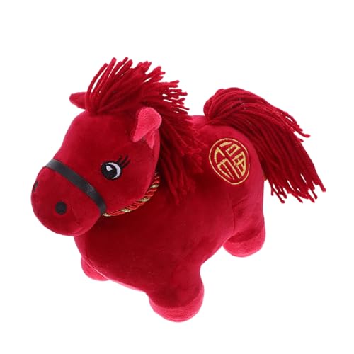 Supvox Rotes Kuscheltier Pferd Plüschpferd Stofftier für Chinesisches Tierkreiszeichen Deko Glücksbringer zum Frühjahrsfest von Supvox
