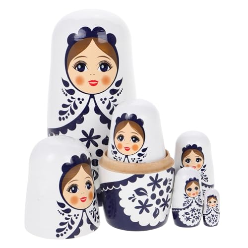 Supvox Russische Matroschka Puppen Holzset für Schichtiges Traditionelles Nestspielzeug DIY Bastelset für Mädchen Holzspielzeug Kulturelle Dekoration von Supvox