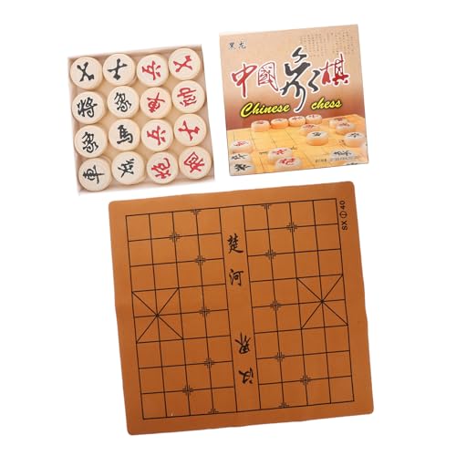 Supvox Satz Schachbrettspiel chinesisches Schachbrett Eltern-Kind-Interaktionsspielzeug Märchenschach Dame-Brettspiel für Reiseschach Dame Brettspiel Holz von Supvox