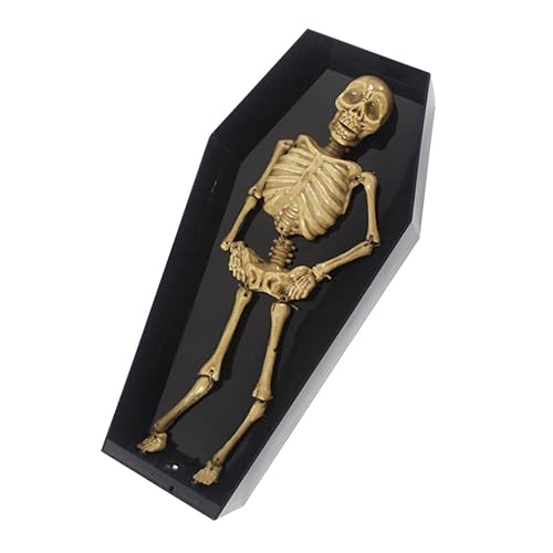 Supvox Scary Halloween Tanzendes Skelett im Schwarzen Sarg mit Sprachsteuerung Bewegliche Augenblitze Soundaktiviertes Gruselspielzeug für Halloween Party und Streichspaß von Supvox