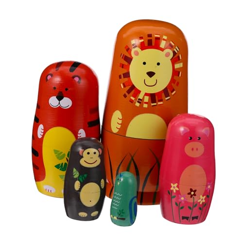 Supvox Schichtige Russische Nesting Dolls aus Hochwertigem Holz Handbemalt mit Bunten Tiermotiven Langlebig Einzigartiges Holzspielzeug für Valentinstagsgeschenk Supvox Schichtige Russische Nesting Dolls aus Hochwertigem Holz Handbemalt mit Bunten Tiermotiven Langlebig Einzigartiges Holzspielzeug für Valentinstagsgeschenk von Supvox