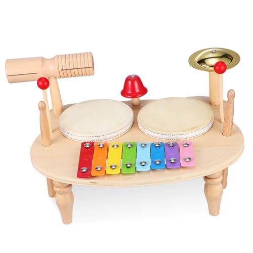 Supvox Schlagzeug Set Aus Holz Musikinstrumente Für Kleinkinder Jahre Xylophon Robustes Design Für Kleine Hände Einfach Fördert Musikalische Entwicklung von Supvox