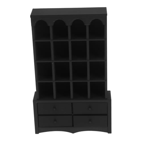 Supvox Schwarzer Holz Bücherregal für Puppenhaus Mini Storage Cabinet zur Aufbewahrung von Zubehör Fördert Kreativität und Ordnung Jedem Kinderzimmer von Supvox
