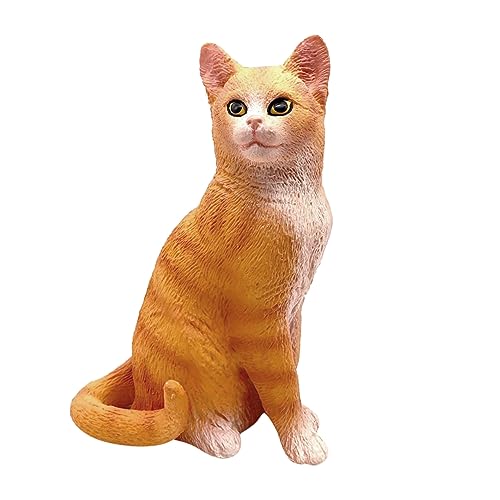 Supvox Simulation Katzenspielzeug Miniatur-Katzenfiguren lebensechte Kätzchenstatue Lustige Katzenfigur, Katzenskulptur realistische Katzenfigur Miniaturkatze süße Figuren Plastik Gelb von Supvox