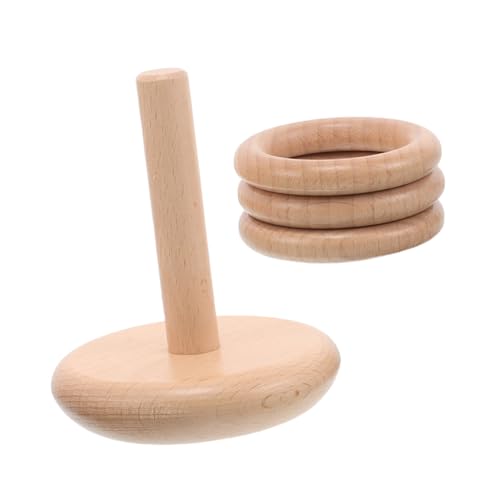 Supvox Stapelbare Ringe Aus Buchenholz Stapelringe Stapelringe Familienring Mädchenspielzeug Kleinkind Ringwurfspiel Outdoor Ringwurfspiel Beige Holz von Supvox