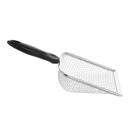Supvox Strandschaufel Katzenstreuschaufel Katzensandsiebschaufel Für Hühnerstall Metall Muschelschaufel Für Strandsandschaufel Haustierschaufel Edelstahl Silber von Supvox