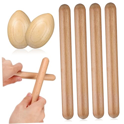 Supvox Teiliges Holz Musikinstrument Set mit Sicheren Rhythmussticks und Sand eiern Fördert Koordination und Rhythmusgefühl Pädagogisches Percussion Kleinkinder und Junge Mädchen von Supvox