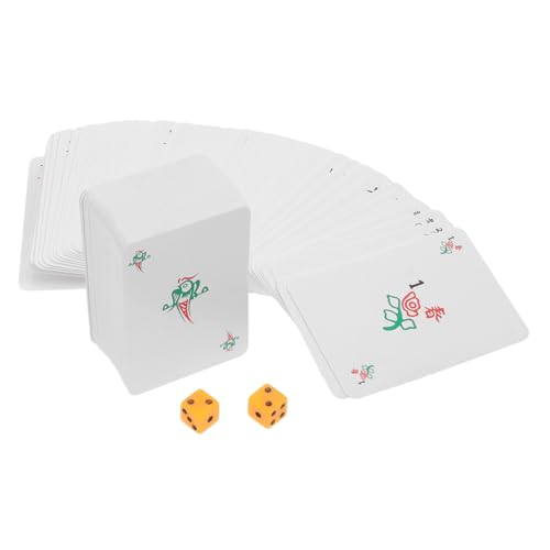 Supvox Teiliges Mini Mahjong Kartenset mit Würfeln Tragbares Leichtes Chinesisches Kartenspiel im Cartoon Stil Robustes Papier Reisespiel und Hand Auge Koordination von Supvox