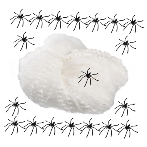 Supvox The-Dark Spinnennetz Dekoration Dehnbares Gespinst mit Realistischen Plastikspinnen für Halloween Party Deko Spukhaus Requisiten für Innen Außen Supvox The-Dark Spinnennetz Dekoration Dehnbares Gespinst mit Realistischen Plastikspinnen für Halloween Party Deko Spukhaus Requisiten für Innen Außen von Supvox