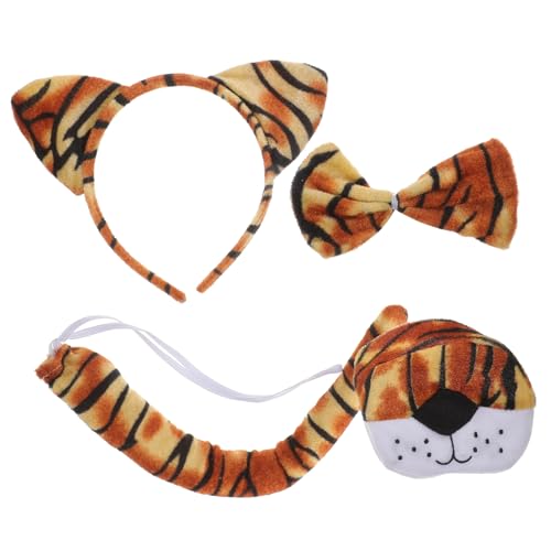 Supvox Tiger Kostüm Set für Haarreifen Fliege Nase und für Cosplay für Tier Mottopartys Halloween und Dschungel Themenfestivals von Supvox