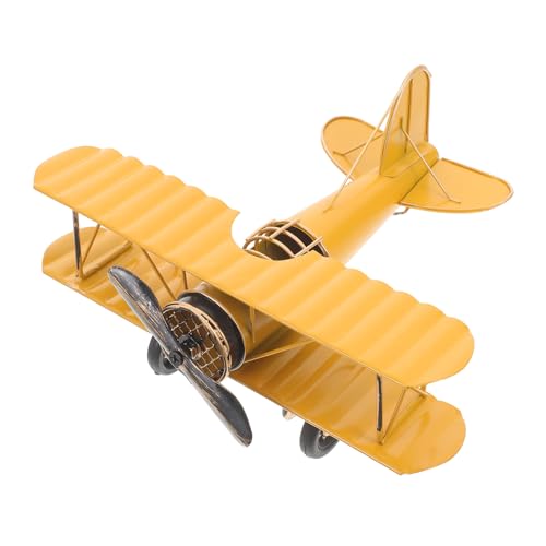Supvox Tischdekoration Aus Vintage-Flugzeugmodellen Aus Eisen – Kleine Flugzeugdekoration Für Den Schreibtisch Als Heimdekoration Und Als Foto-Requisite (Gelb) von Supvox