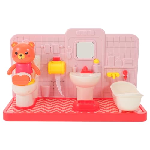 Supvox Töpfchen-Trainingsspielzeug | Mini-Toiletten-Spielset | Toilettenspielzeug | 3-in-1-Badmöbelset für frühes Lernen | Lustiges Toilettenpuppen-Zubehör von Supvox