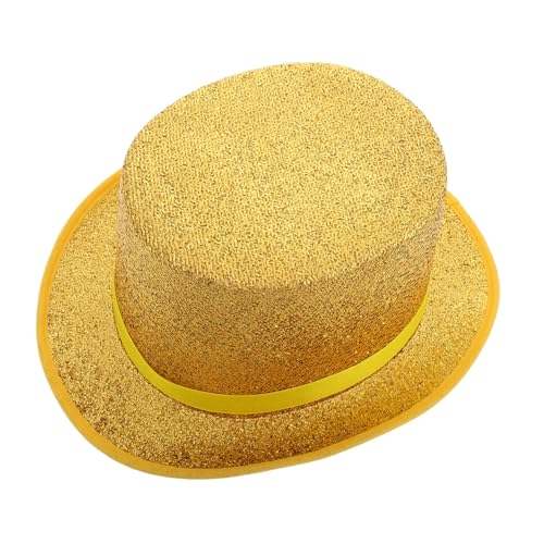 Supvox Top Hat Gold Zaubererhut für Kostümpartys Leichtes Tragbares Accessoire mit Buntem Federdesign für Halloween Weihnachten Geburtstagsfeiern und Cosplay von Supvox