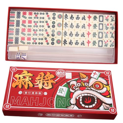 Supvox Tragbares Mini Mahjong Set Kompakt Leichtgewichtig Für Reisen Familie Partys Mit Komplettem Zubehör Und Glatter Oberfläche Für Drinnen Und Draußen von Supvox