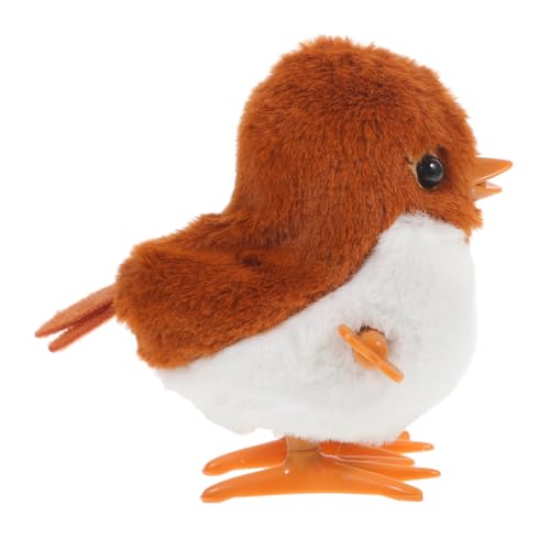 Supvox Uhrwerk Springspatzenspielzeug Aufziehtier Lernspielzeug Spatz Partygeschenk Aufziehtierspielzeug Simuliertes Tierspielzeug Tierform Aufziehspielzeug Brauner Plüsch von Supvox