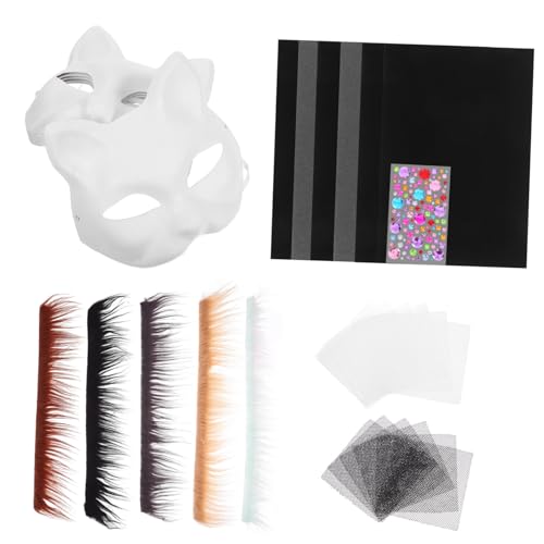 Supvox Unbemalte Diy Katzenmaske aus Papier mit Filzstoff Teiliges für Faschingskostüme Karneval Cosplay Komfortabel Geschnitten Vielseitig Dekorierbar von Supvox