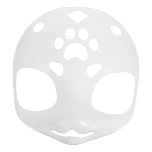 Supvox Unbemalte Weiße Kunststoff Fursuit Kopf Basis mit Flauschiger Textur Blanke Tierische Kostüm Maske DIY Zubehör für Halloween Karneval Cosplay Party von Supvox