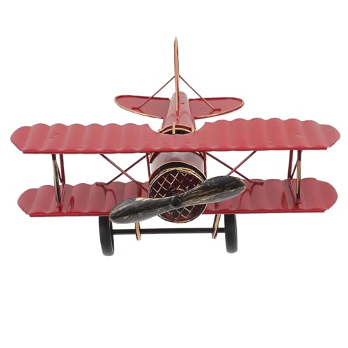 Supvox Vintage-Tischdeko Aus Eisen In Form Eines Flugzeugmodells – Kleine Flugzeugdekoration Für Den Schreibtisch Als Heimdeko Und Als Foto-Requisite (Rot) von Supvox