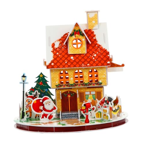 Supvox Weihnachts Puzzle Haus Bastelset DIY Kabinenmodell ohne Batterie zur Weihnachtsdekoration von Supvox