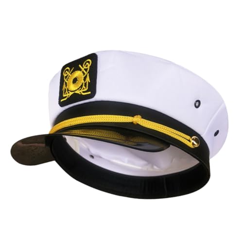 Supvox Weiße Gestickte Matrosenkappe für Damen Kapitänsmütze aus Polyester Unisex Verstellbar für Halloween Cosplay Partys und Fotoshootings Supvox Weiße Gestickte Matrosenkappe für Damen Kapitänsmütze aus Polyester Unisex Verstellbar für Halloween Cosplay Partys und Fotoshootings von Supvox