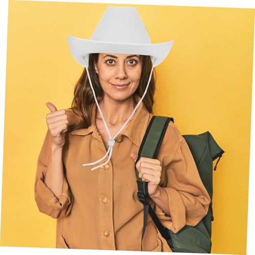 Supvox Weißer Filz Cowboyhut Western Stil Handbemalt Unisex Hut für Erwachsene Stilvolles Cowboy Kostüm Zubehör Leicht und Bequem für Themenpartys und Cosplay von Supvox