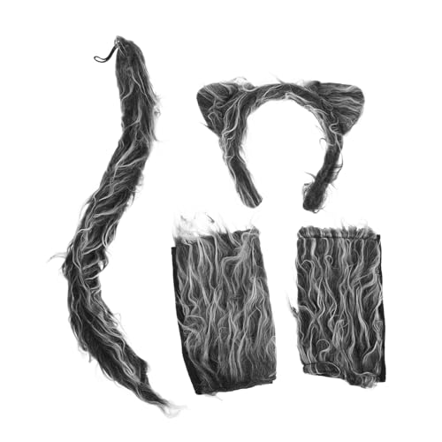 Supvox Wolf Kostüm mit Stirnband Handschuhen und Teiliges Tierkostüm für Halloween Karneval und Partyspiele Hochwertiges Cosplay Zubehör für Düsteren Werwolf Look von Supvox