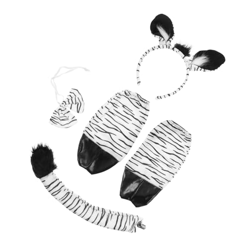 Supvox Zebra Kostüm Set für Erwachsene Tierohren Haarreif Fliege Handschuhe Verkleidung für Halloween Karneval Mottopartys Cosplay Zubehör für Zebra Themen Events von Supvox