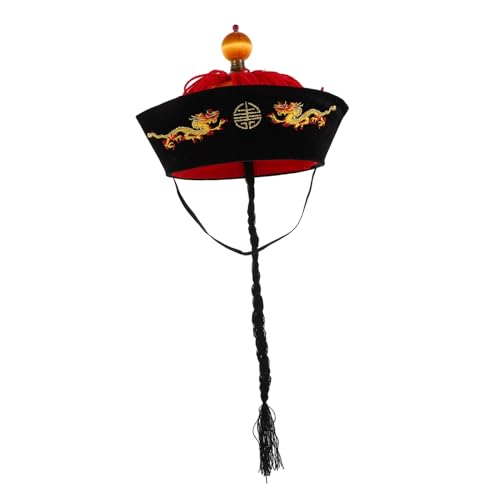 Supvox chinesische hüte für männer Chinesische Kaiserhut Asiatische Kopfbedeckung Orientalischer Stil Hut Eleganter chinesischer Hut chinesischer Kostümkaiserhut Cosplay-Hüte Wolle Black von Supvox