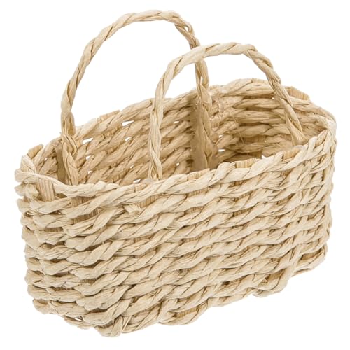 Supvox puppenhaus einkaufskorb Lagerung Körbe dekorativ Miniatur Weiden Gewebte Mini-Hausdekoration Kleiner Korb Mini-Hauskorb Puppenhaus-Aufbewahrungskorb Mini geflochtener Korb Rattan von Supvox
