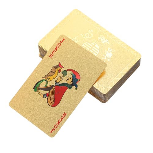 Supvox wasserdichte PVC Spielkarten Goldfarbenes Kartendeck mit Tierkreiszeichen Strapazierfähige Waschbare Tischspielkarten für Party Reise und Gesellschaftsspiele von Supvox