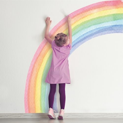 142,2 x 162,6 cm extra große Regenbogen-Wandaufkleber, vorgeschnitten, lebendig, halbe Aquarell, Regenbogen, umweltfreundlich, wasseraktiviert, gummiert, Wandkunst-Aufkleber für Mädchen, Kinderzimmer, 142,2 x 162,6 cm extra große Regenbogen-Wandaufkleber, vorgeschnitten, lebendig, halbe Aquarell, Regenbogen, umweltfreundlich, wasseraktiviert, gummiert, Wandkunst-Aufkleber für Mädchen, Kinderzimmer, von Supzone