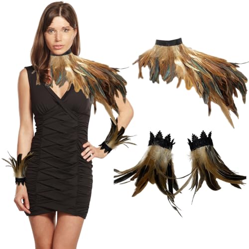 3er Set Gothic Feder Achselzucken Schal mit Feder Manschette Halloween Party Kostüm,Gothic Schwarz Feder Cape Schal Federn Schulter,Damen Feder Umhang Cape Federboa für Halloween Cosplay Verkleidung 3er Set Gothic Feder Achselzucken Schal mit Feder Manschette Halloween Party Kostüm,Gothic Schwarz Feder Cape Schal Federn Schulter,Damen Feder Umhang Cape Federboa für Halloween Cosplay Verkleidung von Surakey