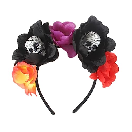 Haarreif Dia de los Muertos, Totenkopf Tiara mit Blumen, Tag der toten haarschmuck, Mexikanischer Feiertag, Haarkranz Blumen Schwarz für Faschingskostüme, Halloween Kostüm, Karneval, Mottoparty Haarreif Dia de los Muertos, Totenkopf Tiara mit Blumen, Tag der toten haarschmuck, Mexikanischer Feiertag, Haarkranz Blumen Schwarz für Faschingskostüme, Halloween Kostüm, Karneval, Mottoparty von Surakey
