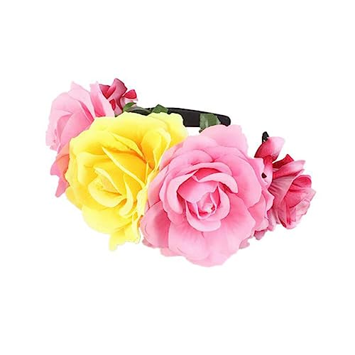 Haarreif Dia de los Muertos Halloween Rosen Haarreifen,Tag der Toten Blumenkrone, Mexikanische Blumen-Haarbänder Stirnband,Damen Haarband Party Kostüm Rose Blume Krone Kopfschmuck Cosplay Haarschmuck von Surakey