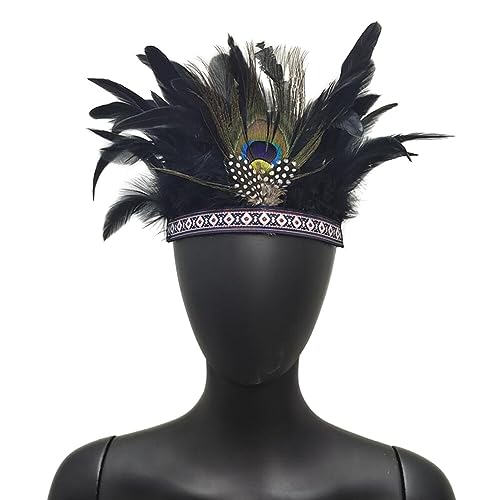 Indianer Kopfschmuck,Indische Feder Krone Stirnband,Herren Indianer Stirnband mit Federn, Hippie Tribal Kopfschmuck, Mottoparty, Karneval,Halloween, Fasching, Festival Party Headwear kostüme Zubehör Indianer Kopfschmuck,Indische Feder Krone Stirnband,Herren Indianer Stirnband mit Federn, Hippie Tribal Kopfschmuck, Mottoparty, Karneval,Halloween, Fasching, Festival Party Headwear kostüme Zubehör von Surakey