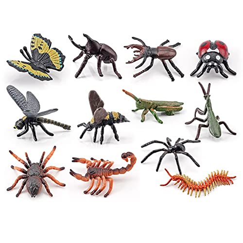 Surakey Insekt Figuren Spielzeug,12 Stück Kunststoff Insekten Bugs Figuren, Tierwelt Figuren Modell Realistische Bugs Insekten Spielzeug Kinder Biologie Wissenschaft Spielzeug Geschenk,Lernspielzeug von Surakey