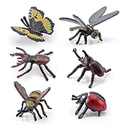 Surakey Insekt Figuren Spielzeug,6 Stück Kunststoff Insekten Bugs Figuren, Tierwelt Figuren Modell Realistische Bugs Insekten Spielzeug Kinder Biologie Wissenschaft Spielzeug Geschenk,Lernspielzeug von Surakey