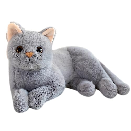 Kuscheltier Katze Lebensecht, 30cm Simulation Kurzhaar Nette Katze Puppe Flauschigen Plüsch Kätzchen Liegend Stofftier echt siamesische Katze Plüschtier Katze Plüschfiur Spielzeug für Kinder Frauen von Surakey