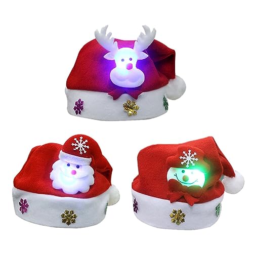 LED Weihnachtsmütze, Leuchtende Kider Nikolausmütze Plüsch Rote Santa Mütze Nikolaus Rentier Schneemann Hüte Dicker Fellrand Weihnachten Mütze Set für Weihnachten Neujahr Partys Neujahrsgeschenk LED Weihnachtsmütze, Leuchtende Kider Nikolausmütze Plüsch Rote Santa Mütze Nikolaus Rentier Schneemann Hüte Dicker Fellrand Weihnachten Mütze Set für Weihnachten Neujahr Partys Neujahrsgeschenk von Surakey