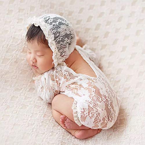 Neugeborenen Baby Spitze Backless Baby Mädchen Jungen Hut Strampler Outfit Kleidung Kostüm Baby Fotografie Requisiten Props Babybekleidung von Surakey