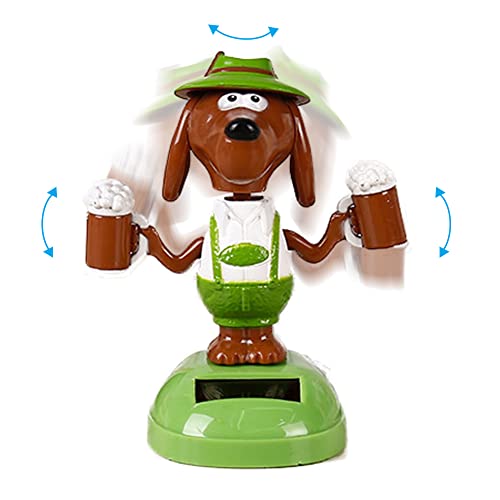 Solarfigur Wackelfigur, Auto Lustig Solarbetriebene Wackelkopf Hund- Cartoon Hund Armaturenbrett Ornament Solar Tanzen Spielzeug Figur Bobblehead,Auto Interieur Innendekoration Dashboard Dekoration von Surakey