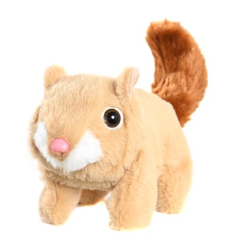Surakey Eichhörnchen Plüschtier Spielzeug,Elektronische Haustiere Eichhörnchen mit Gehen,Bellen, Realistisches Interaktives Haustier Eichhörnchen Spielzeug für Kinder Mädchen Junge Geschenk von Surakey