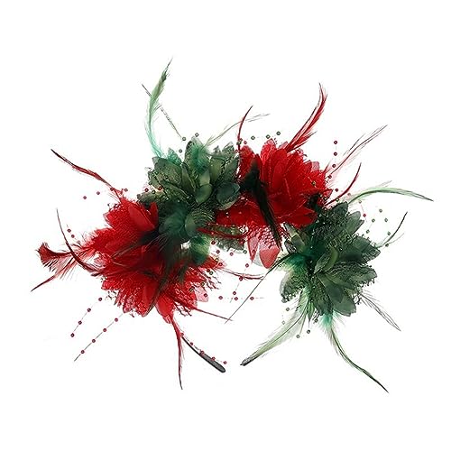 Surakey Haarreif Damen Stirnbänder 1920er Jahre Haarschmuck Fascinators Stirnband Feder Blumen Kopfschmuck Tea Party Kirche Haarreif Vintage Haarschmuck Mesh Stirnband für Halloween Fasching Karneval von Surakey