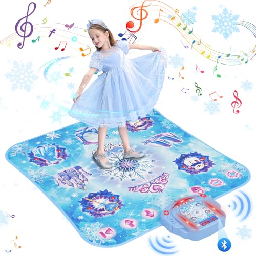 Tanzmatte Kinder Spielzeug Geschenke für Mädchen 3 4 5 6 7 8 9 Jahre, 2025 8 Tasten Tanzmatte mit Bluetooth, Fließendes Licht Kontrollsystem mit Ständern, Prinzessin Geschenk für 3-12 Jahre Mädchen von Surelect