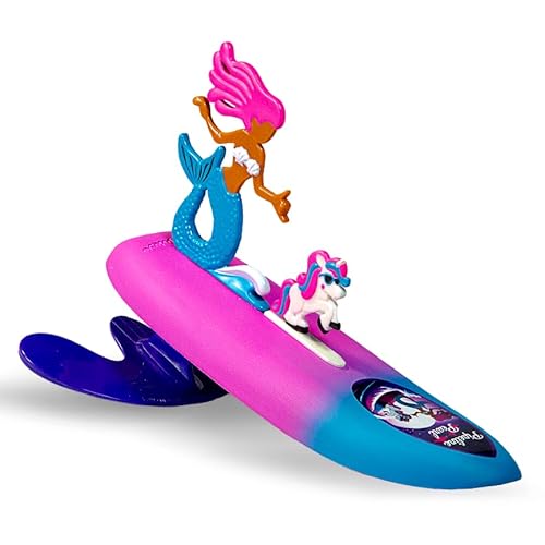 Surfer Dudes Legends & Surfer Pets Wave Powered Mini-Surfer, Haustier und Surfbrett Strandspielzeug - Pipeline Pearl and Crystal von Surfer Dudes