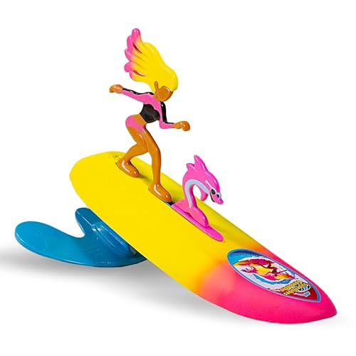 Surfer Dudes Legends & Surfer Pets Wave Powered Mini-Surfer, Haustier- und Surfbrett-Strandspielzeug – Supertubes Samantha und Swell von Surfer Dudes