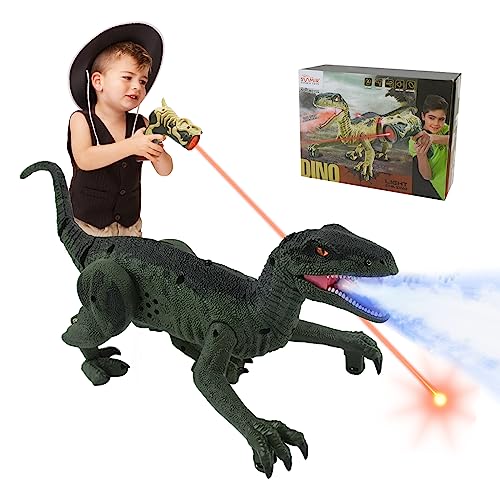 Ferngesteuertes Dinosaurierspielzeug,Elektronisches realistisches Laufspielzeug mit LED-Licht Brüllen, RC Dinosaurier Roboter Spielzeug Geschenke für Jungen Kinder von Surplex