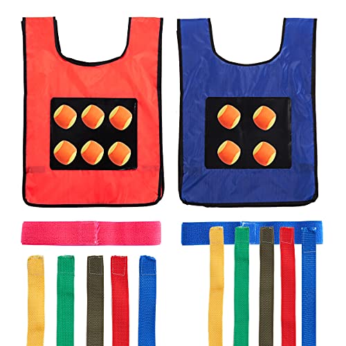 Surplex Dodgeball Spiel Set, Garten Ballspiele für Kinder, Wurfspiele Spielzeug Set - Mit Sticky Westen 2 In 1 Wurfziel/Ziehschwanz, Lustiges Teamspiel für Outdoor von Surplex